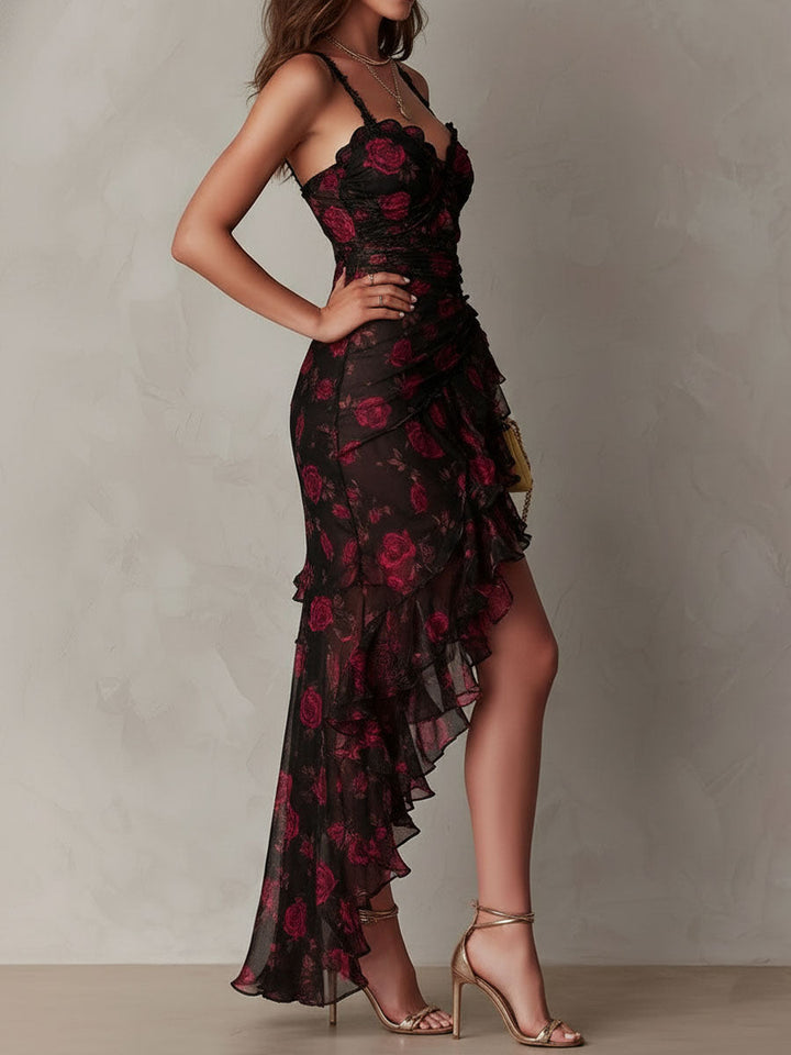 VIVIENNE | FLORAL RUFFLE MIDI DRESS