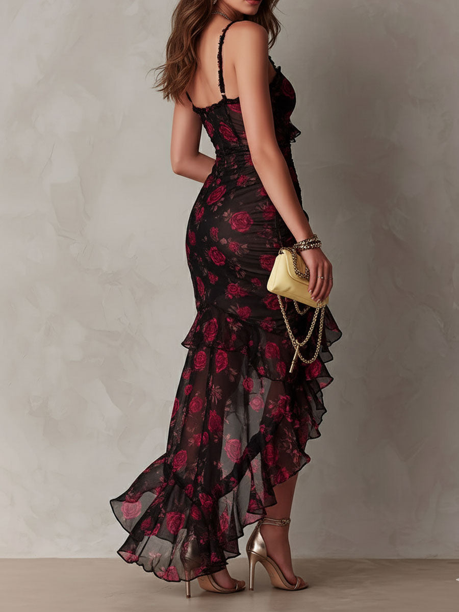 VIVIENNE | FLORAL RUFFLE MIDI DRESS