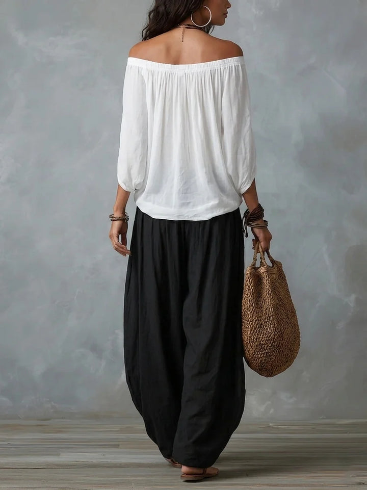 ALINA | OFF-SHOULDER TOP &amp; LANTERN PANTS SET