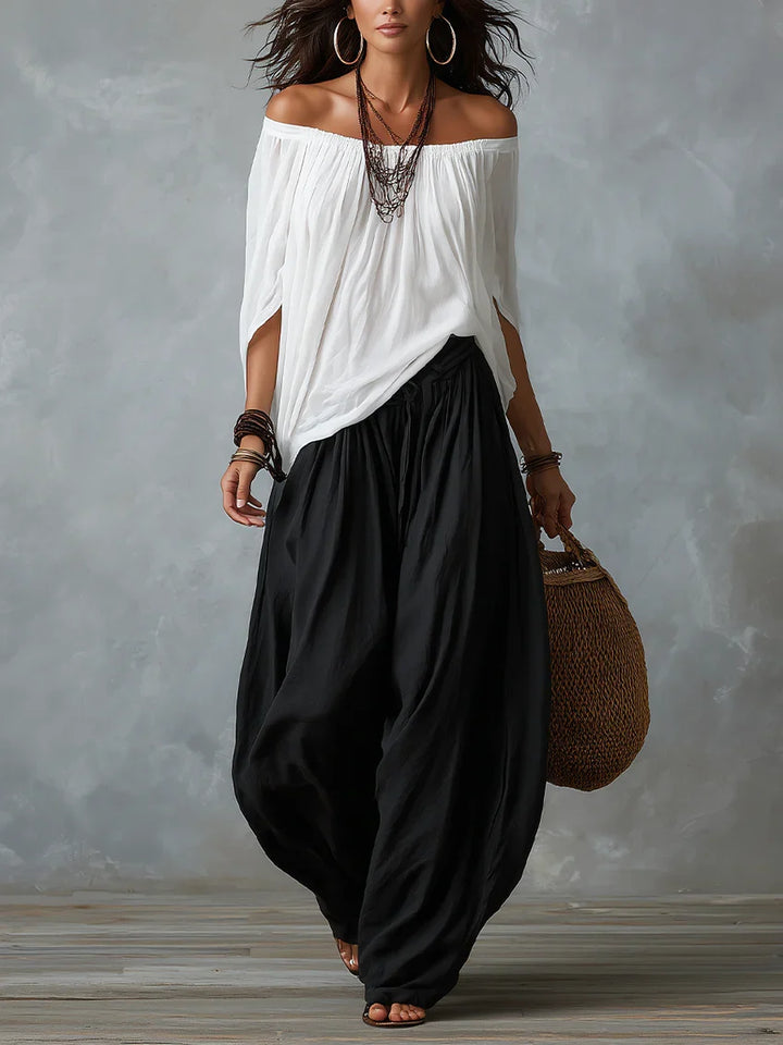 ALINA | OFF-SHOULDER TOP &amp; LANTERN PANTS SET