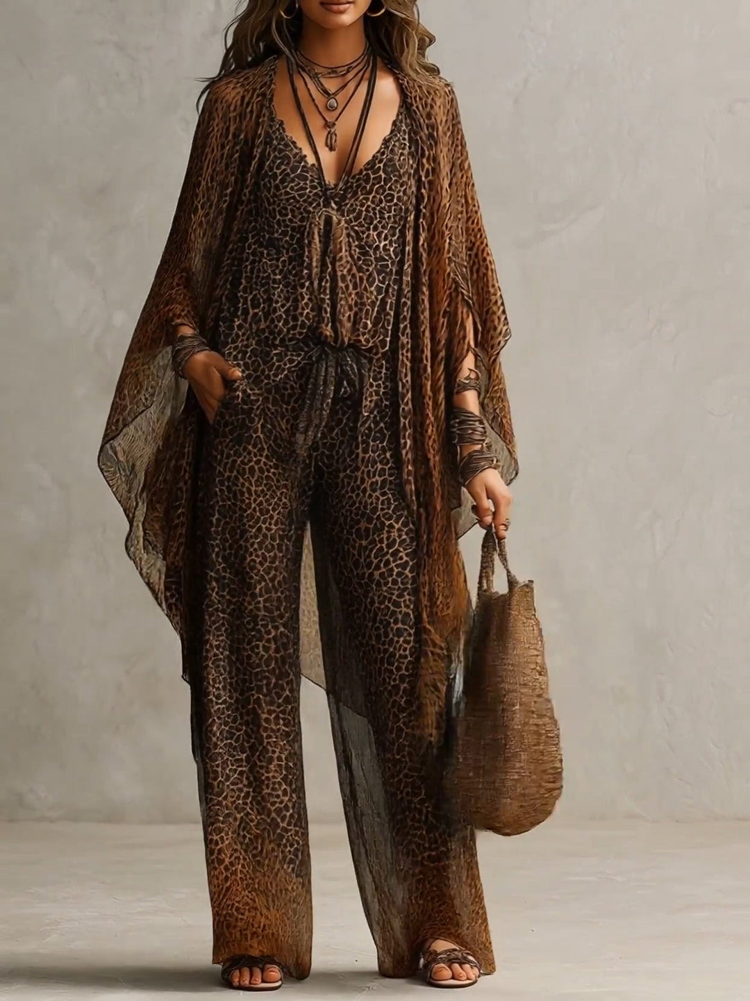 CASSIA | GRADIENT LEOPARD CHIFFON THREE-PIECE SET