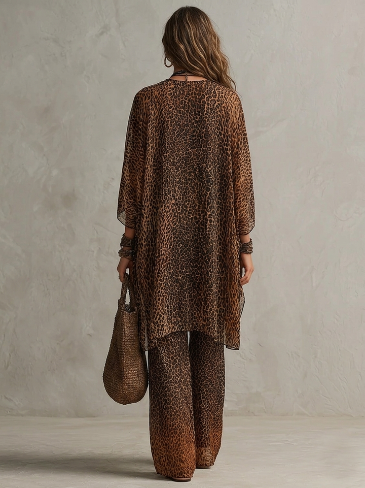 CASSIA | GRADIENT LEOPARD CHIFFON THREE-PIECE SET