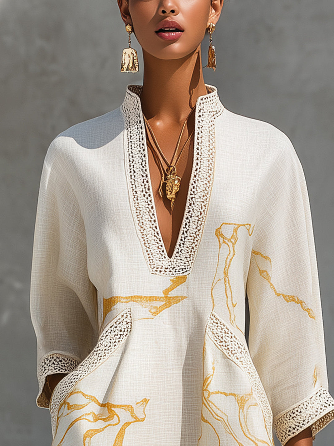ELISE | GOLD PRINT MINI DRESS