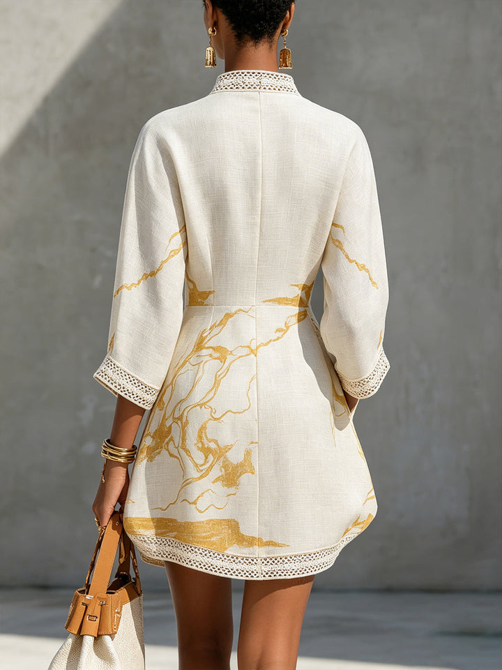 ELISE | GOLD PRINT MINI DRESS