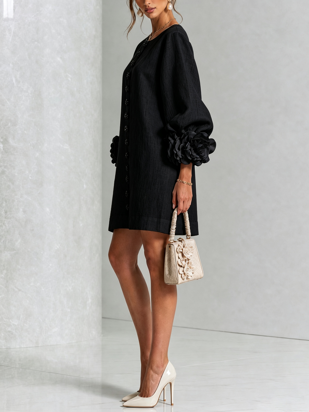 FLORENCE | FLORAL BUTTON-FRONT MINI DRESS