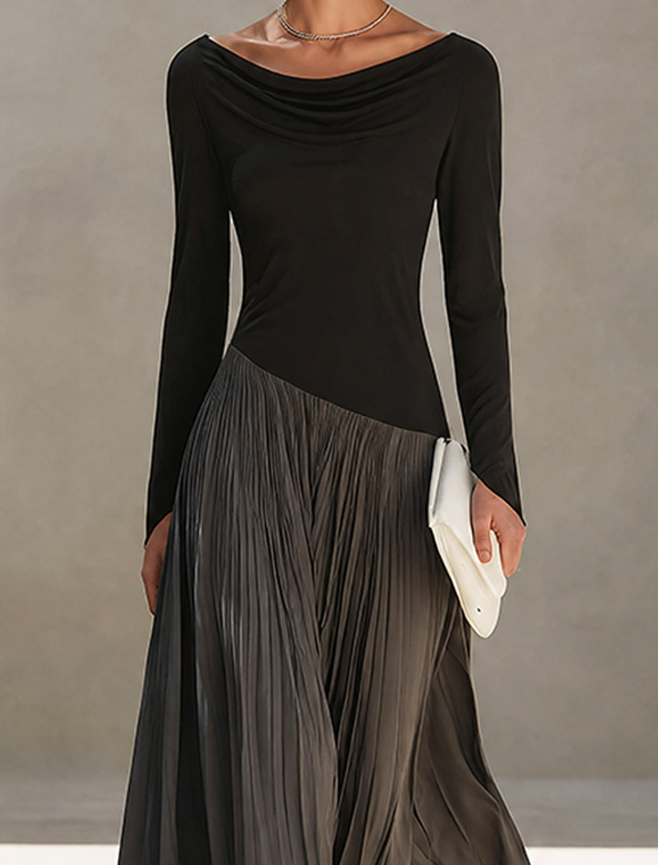 SELENE | TWO-TONE PLEATED MAXI DRESS
