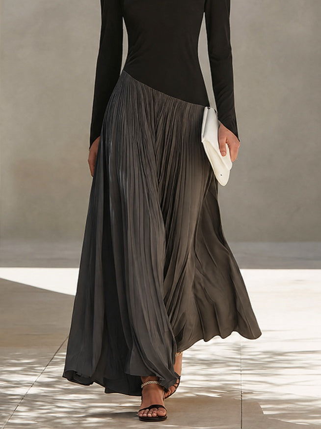 SELENE | TWO-TONE PLEATED MAXI DRESS