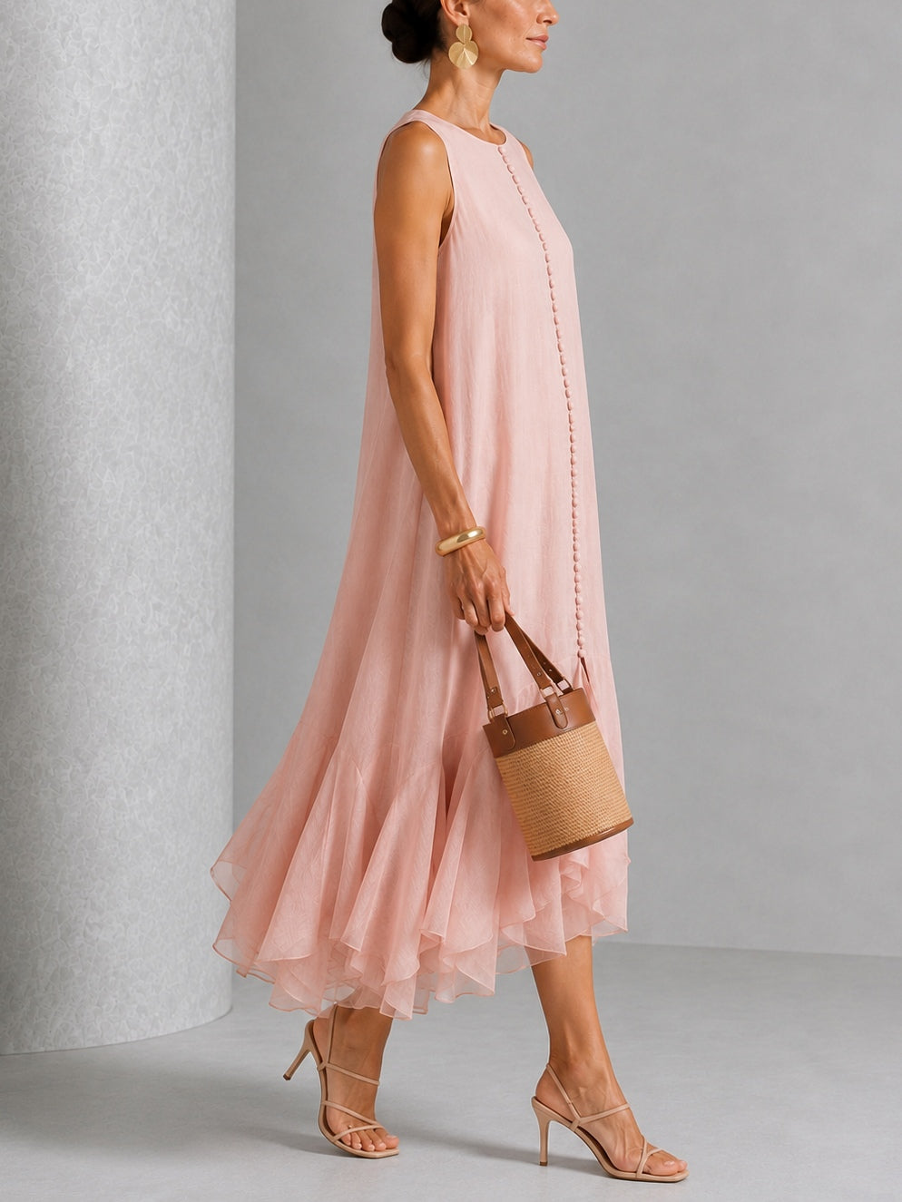 DELI | RUFFLED CHIFFON MAXI DRESS