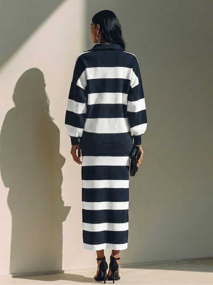 NORA | STRIPED HALF-ZIP TWO-PIECE SET