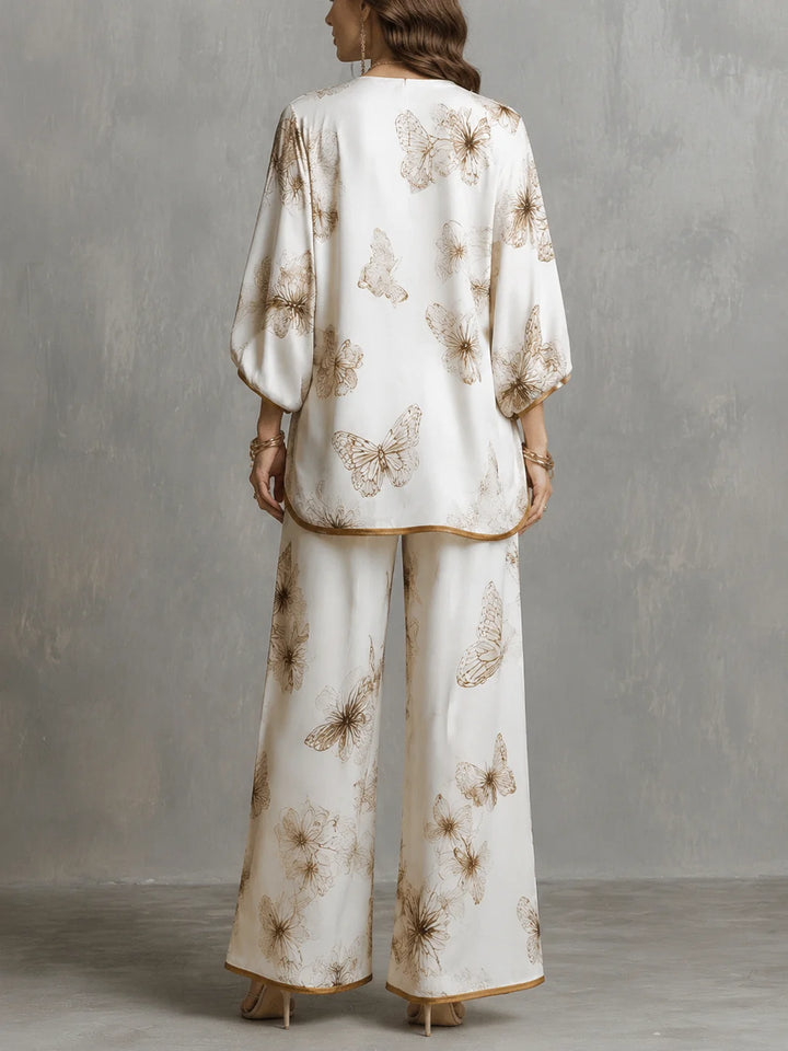 ERAS | IVORY BUTTERFLY-PRINT PALAZZO SET