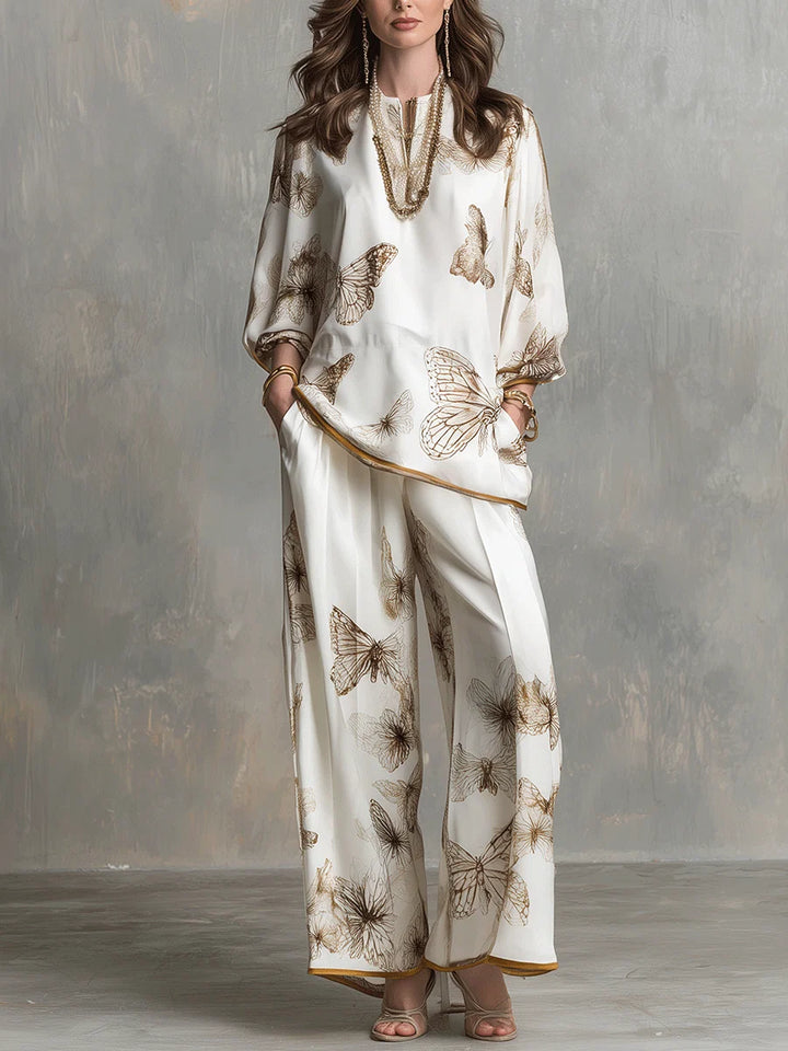 ERAS | IVORY BUTTERFLY-PRINT PALAZZO SET