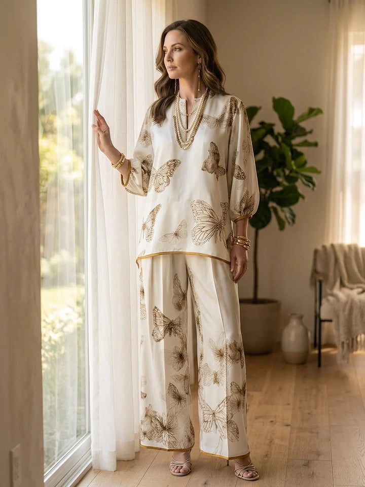 ERAS | IVORY BUTTERFLY-PRINT PALAZZO SET