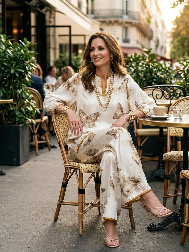 ERAS | IVORY BUTTERFLY-PRINT PALAZZO SET