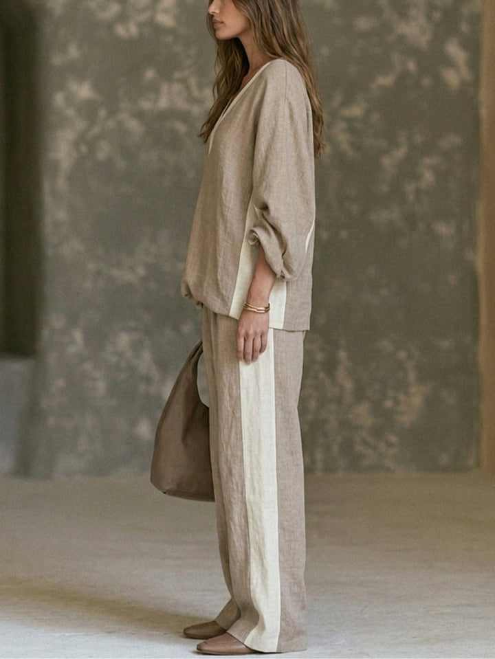 MAIA | RELAXED KHAKI WIDE-LEG PANTS SET