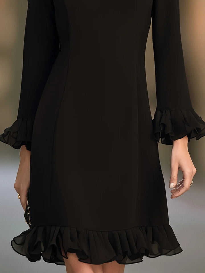 GENEVA | V-NECK RUFFLE-HEM MINI DRESS