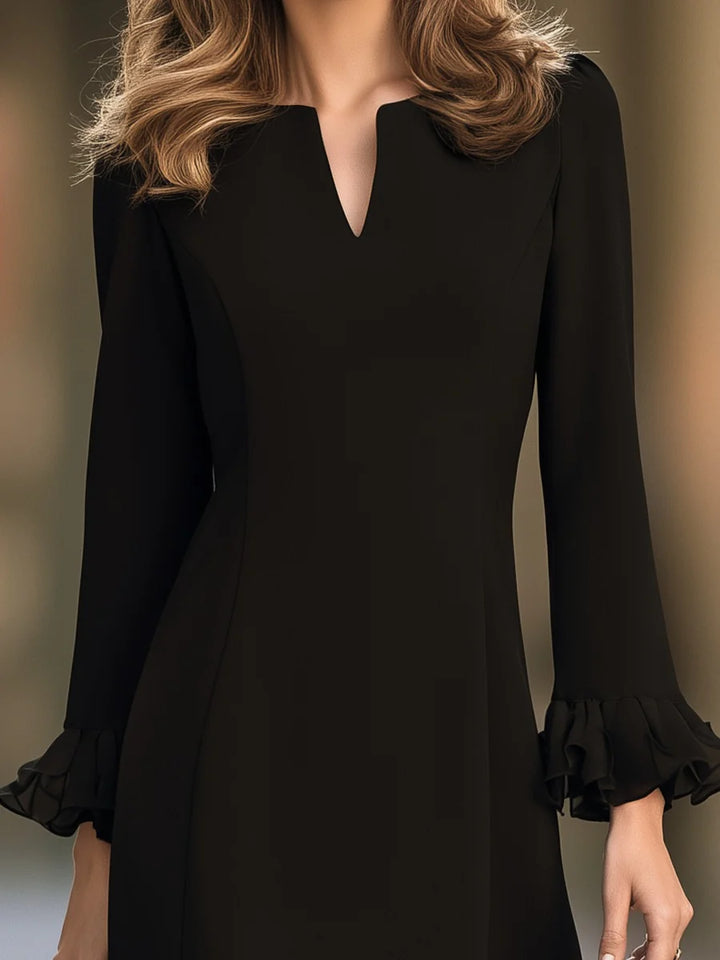 GENEVA | V-NECK RUFFLE-HEM MINI DRESS