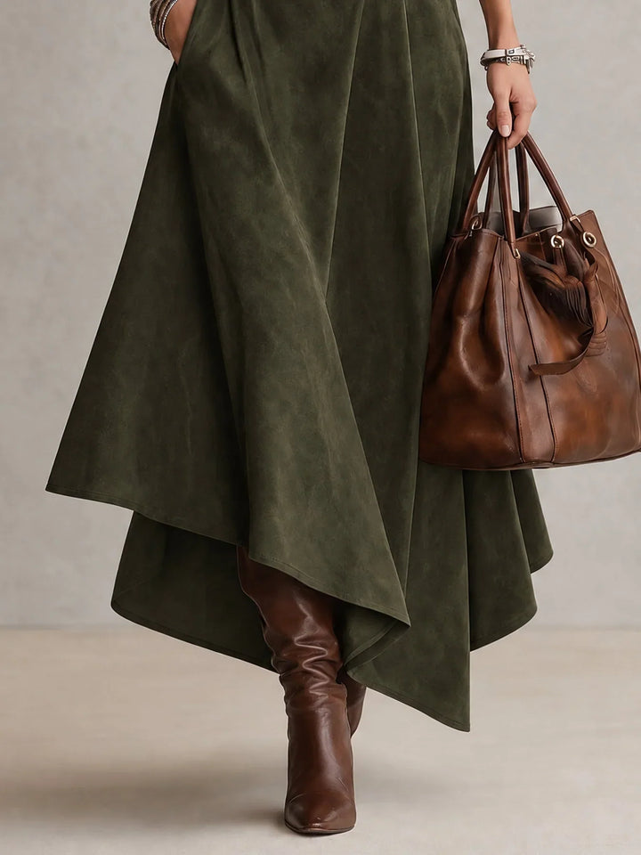 Turtleneck Top And Asymmetrical Midi Skirt Set