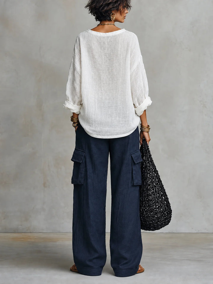 ELIANA | LINEN BLOUSE &amp; WIDE-LEG PANTS SET