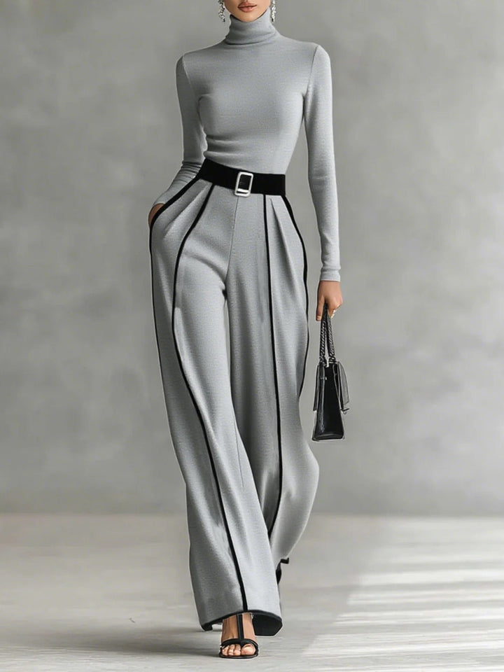ELORA | HIGH-NECK TOP &amp; WIDE-LEG PANTS SET