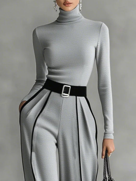 ELORA | HIGH-NECK TOP &amp; WIDE-LEG PANTS SET