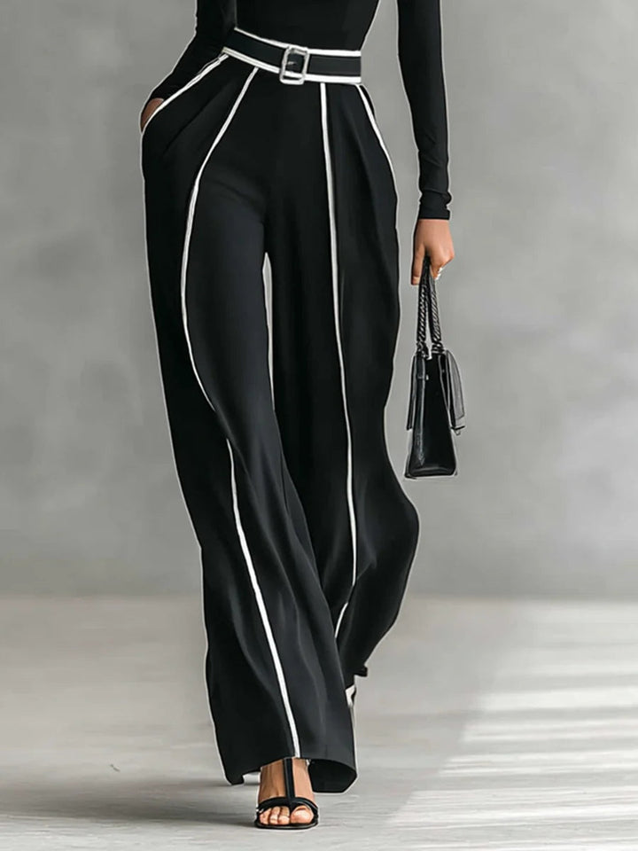 ELORA | HIGH-NECK TOP &amp; WIDE-LEG PANTS SET