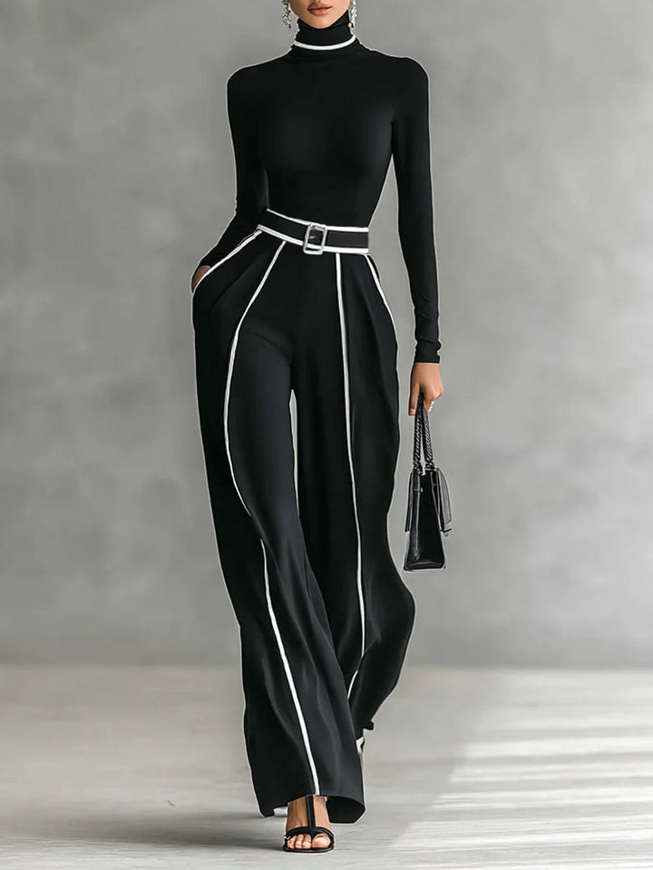 ELORA | HIGH-NECK TOP &amp; WIDE-LEG PANTS SET