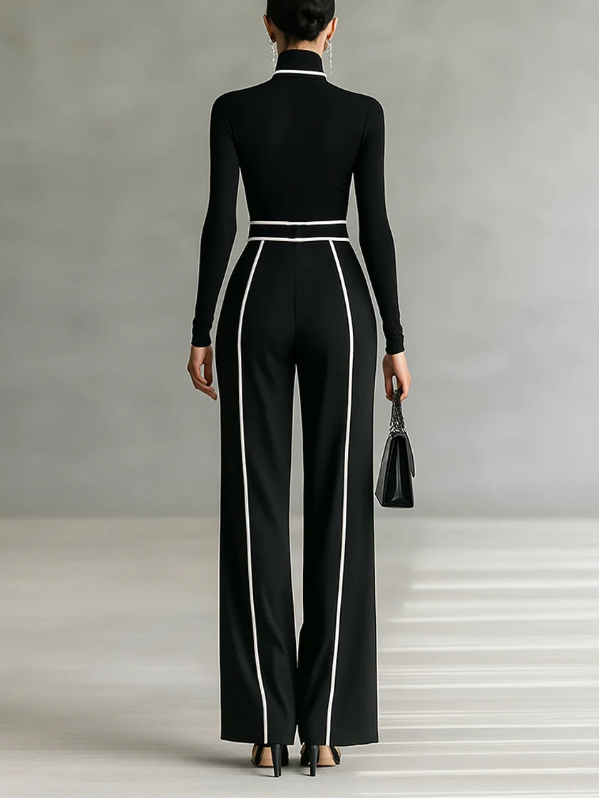ELORA | HIGH-NECK TOP &amp; WIDE-LEG PANTS SET