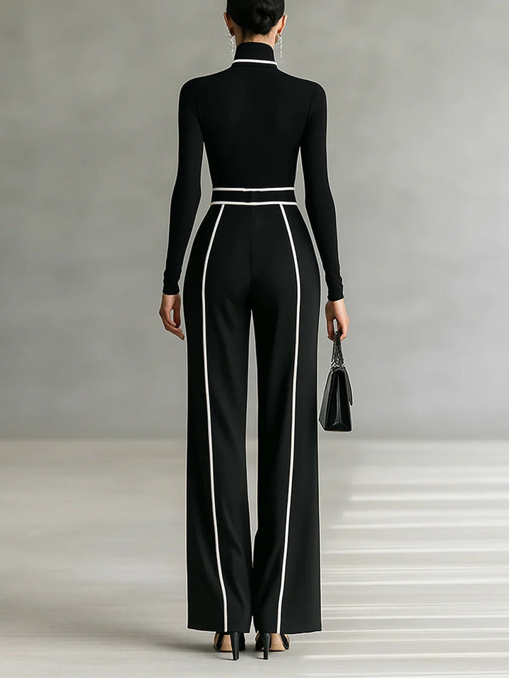 ELORA | HIGH-NECK TOP &amp; WIDE-LEG PANTS SET
