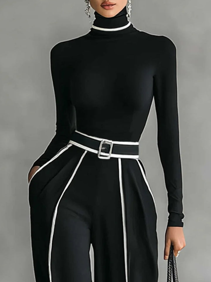 ELORA | HIGH-NECK TOP &amp; WIDE-LEG PANTS SET