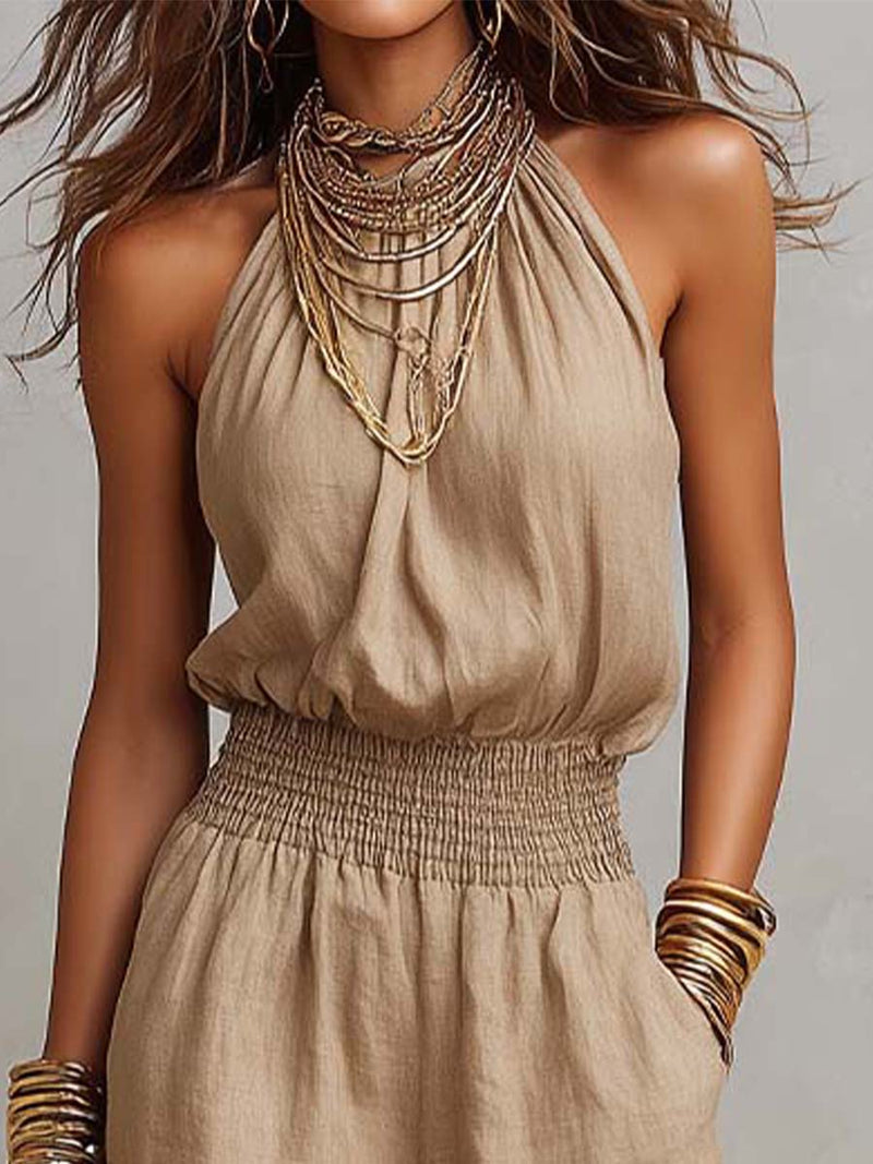 VALERIA | HALTER WIDE-LEG JUMPSUIT