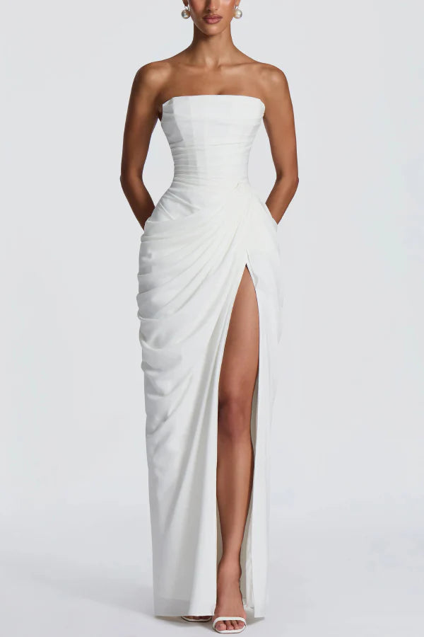 CYRA | STRAPLESS CHIFFON MAXI DRESS
