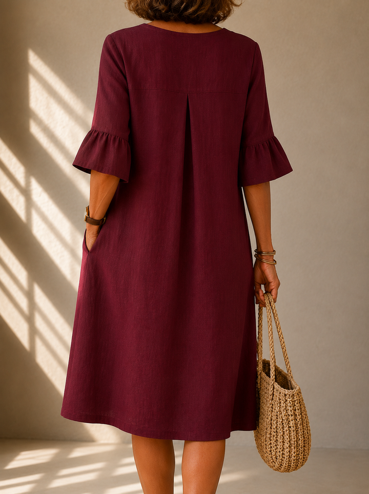 CLARA | BUTTON-FRONT MIDI DRESS