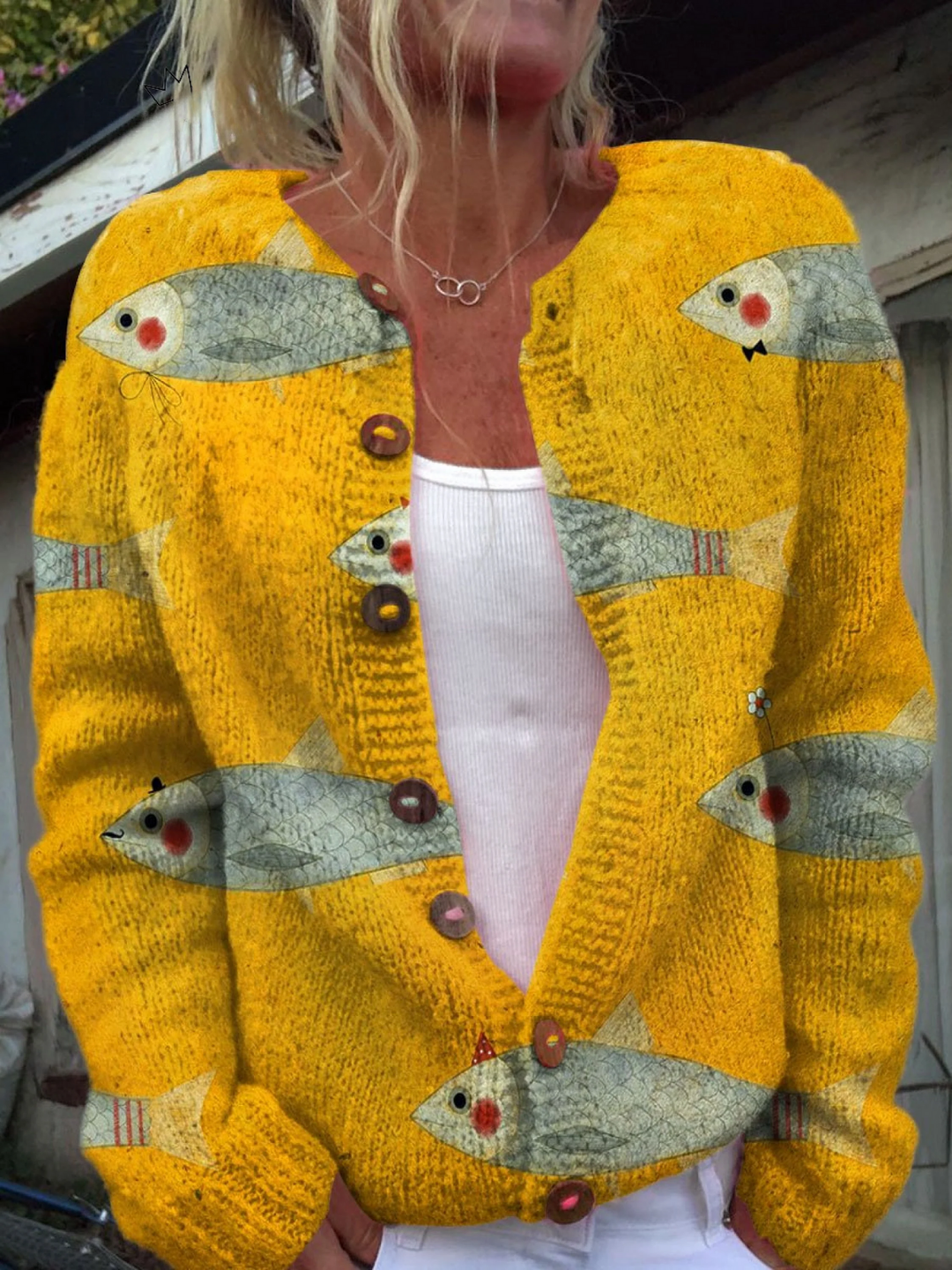 ANOUK | POLKA-DOT COLORBLOCK KNIT CARDIGAN
