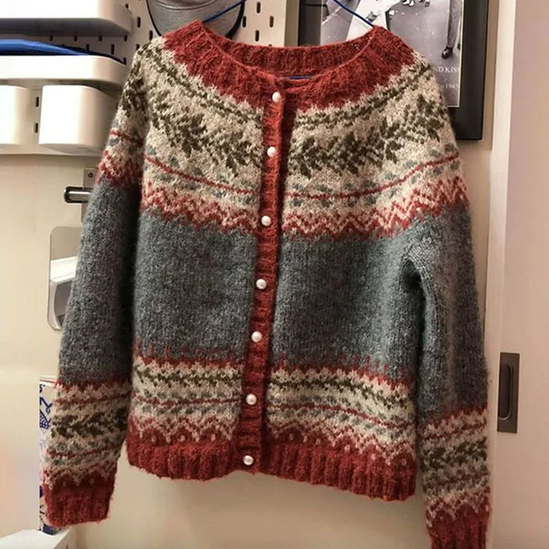 ATASHA | VINTAGE PATTERNED KNIT CARDIGAN