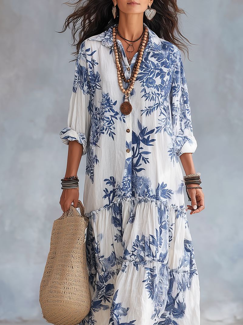 FAYE | FLORAL BUTTON-FRONT MAXI DRESS