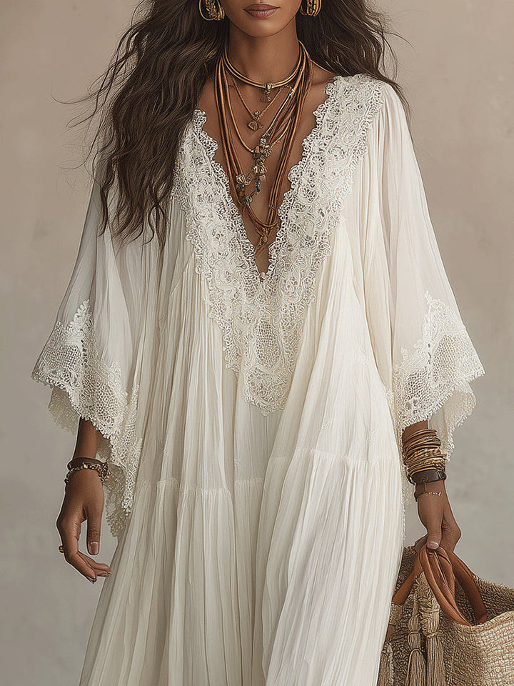 SOLA | LACE-TRIMMED FLOWING MAXI DRESS
