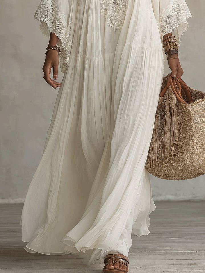 SOLA | LACE-TRIMMED FLOWING MAXI DRESS