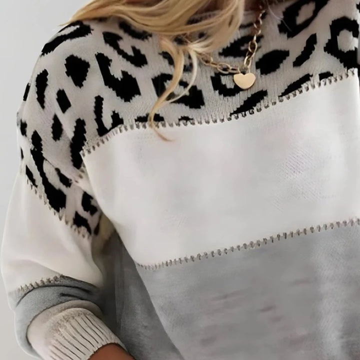 CHARLENE | LEOPARD-PRINT RELAXED KNIT SWEATER