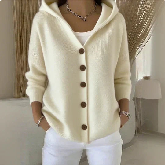 DARIENNE | HOODED BUTTON-UP KNIT CARDIGAN