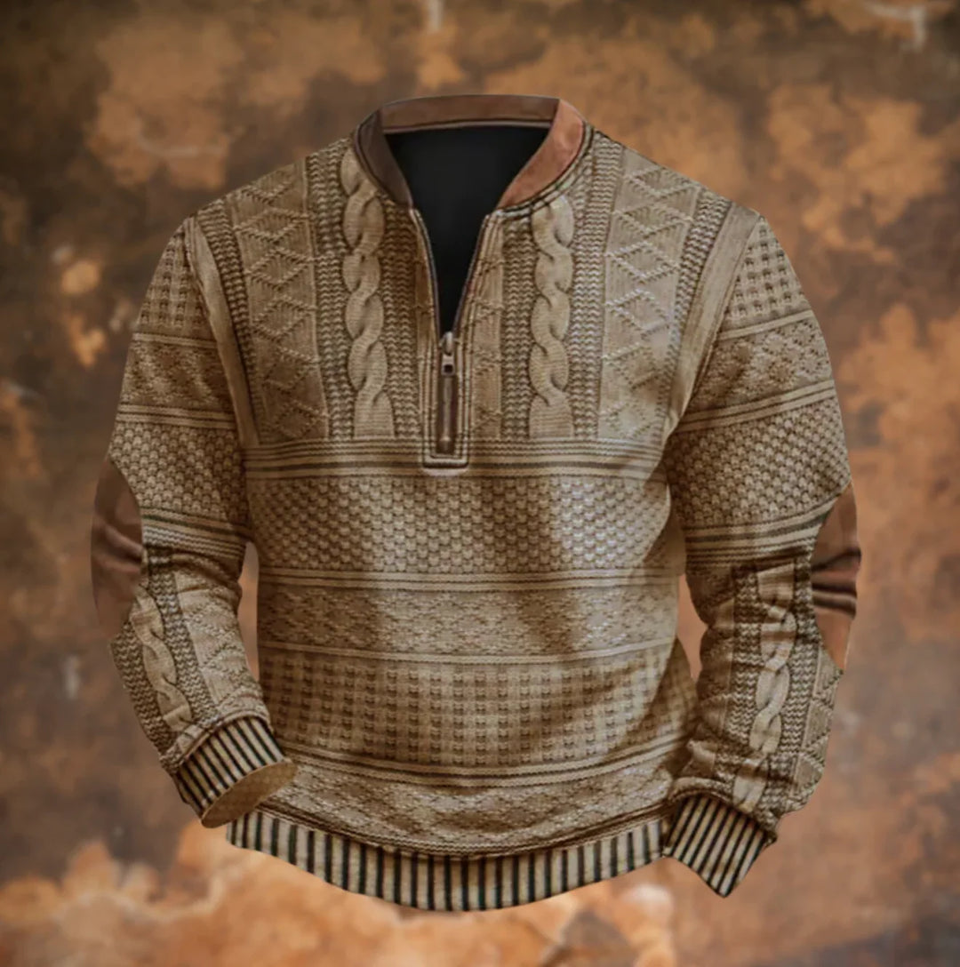 ADRIAN | RETRO HALF-ZIP ELBOW-PATCH SWEATER