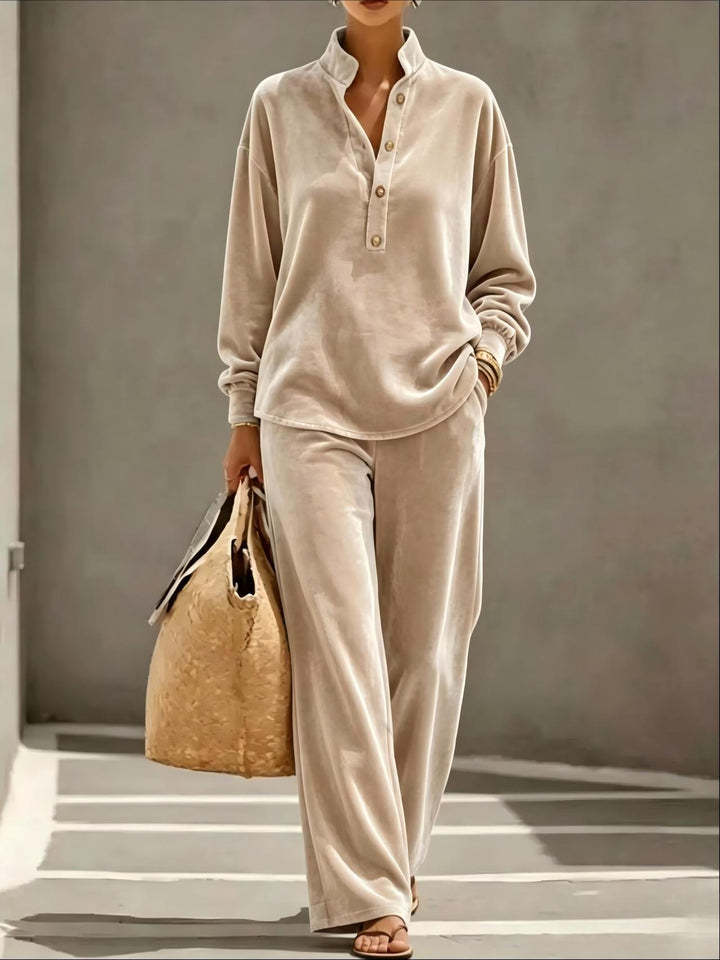 AMELIE | BUTTON-FRONT TOP AND TROUSER SET