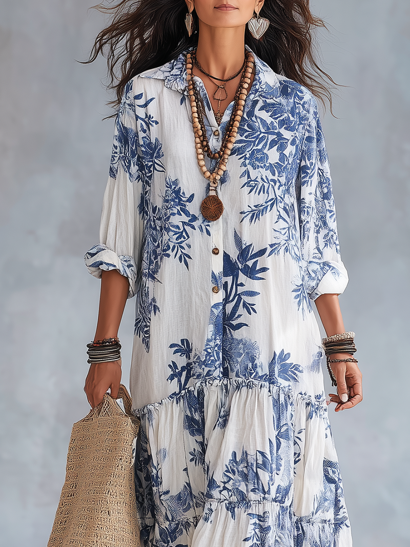 FAYE | FLORAL BUTTON-FRONT MAXI DRESS