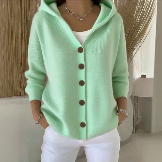 DARIENNE | HOODED BUTTON-UP KNIT CARDIGAN