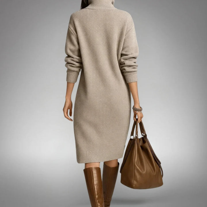 ELODIE | BUTTON-COLLAR KNIT MIDI DRESS