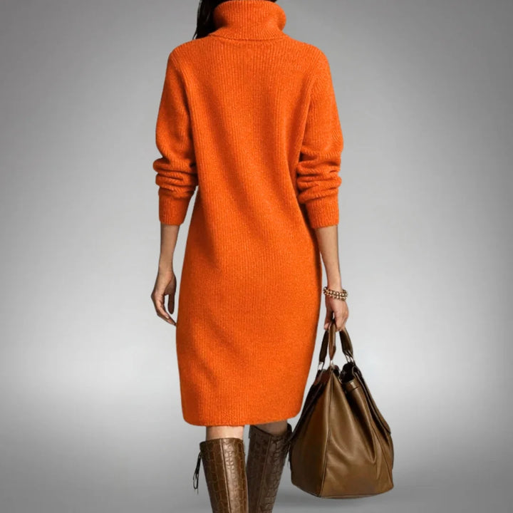 ELODIE | BUTTON-COLLAR KNIT MIDI DRESS
