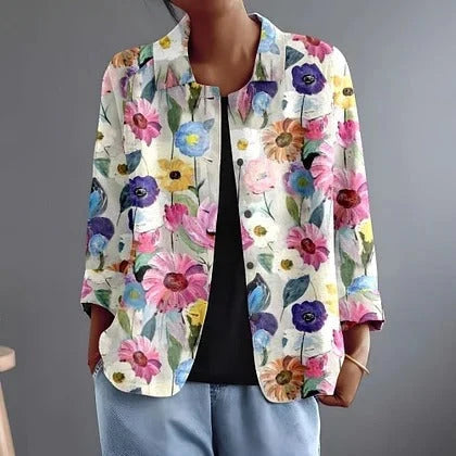 ROSALIE | HAND-PAINTED FLORAL BUTTON BLOUSE