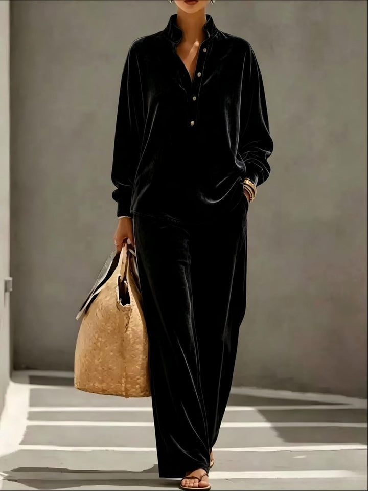 AMELIE | BUTTON-FRONT TOP AND TROUSER SET