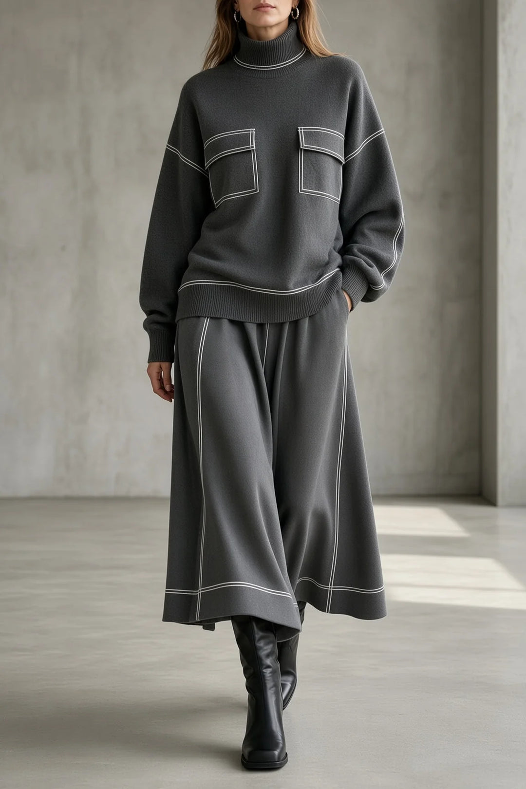 NATALIE | SIGNATURE CONTRAST-STITCH TWO-PIECE SET
