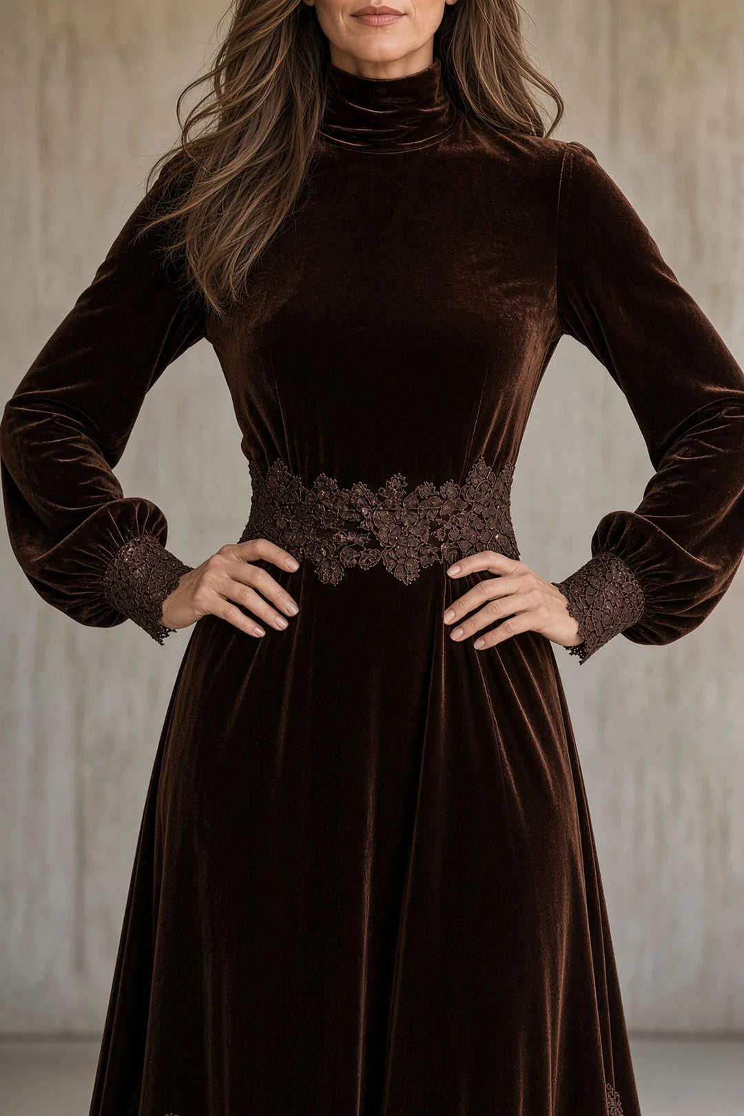 MONICA | VELVET LACE MAXI DRESS