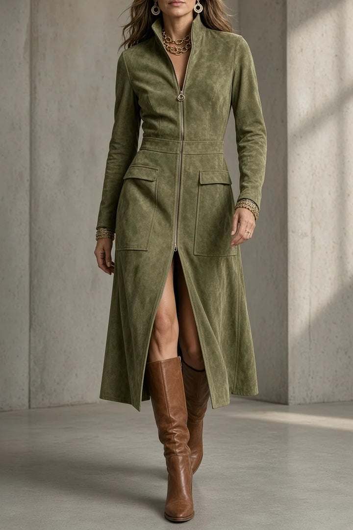 NATALIE | VINTAGE ZIP-FRONT MAXI DRESS